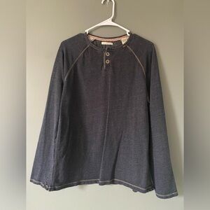 Carbon2Cobalt Mens Henley Medium Navy Blue 100% Cotton